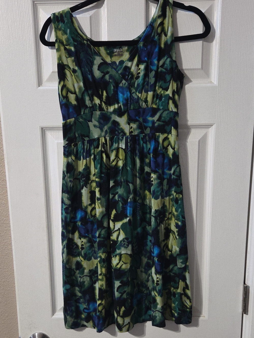 a.n.a Green & Blue Floral V-Neck Dress